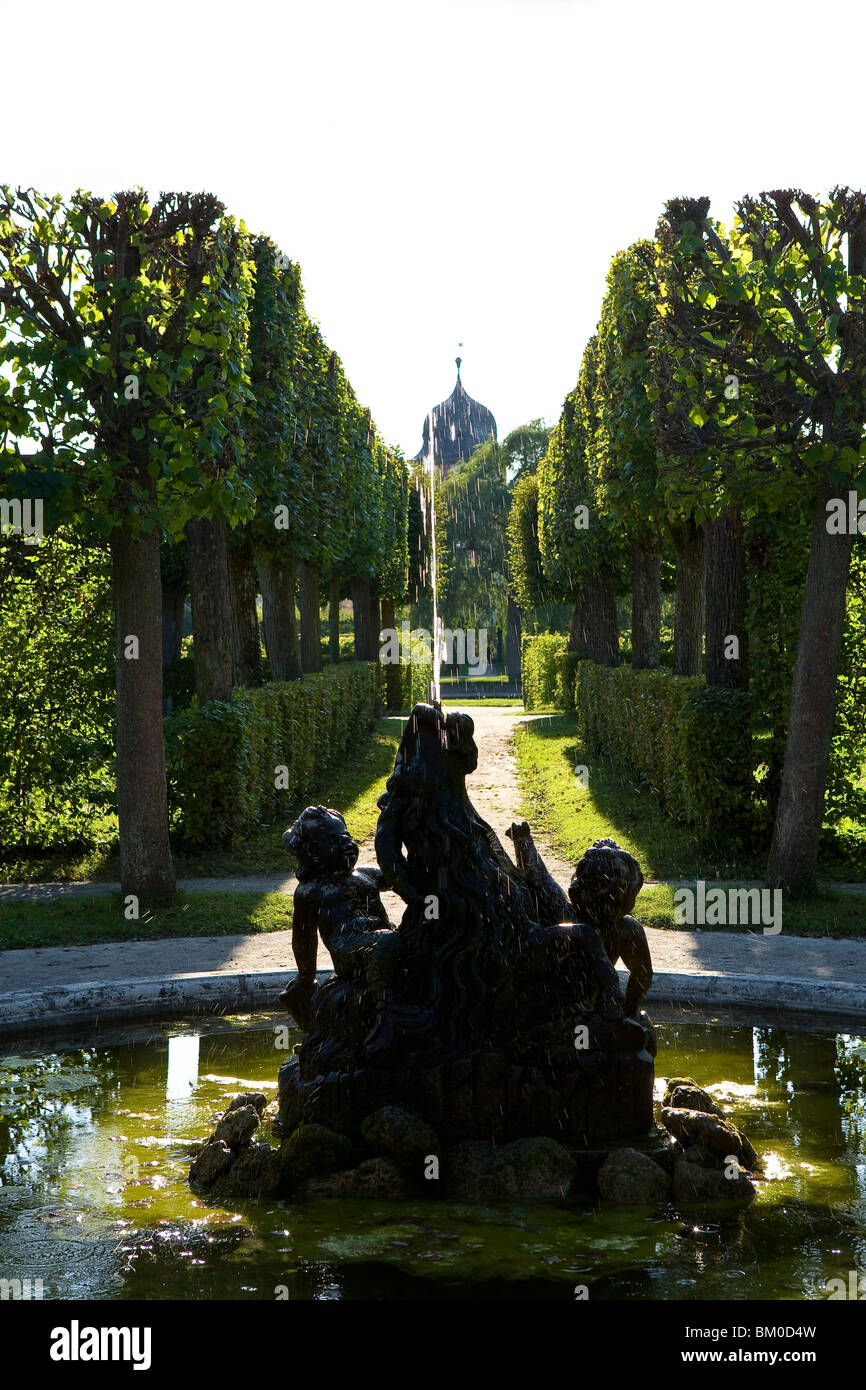 Rokokogarten in Veitshöchheim Burg, in der Nähe von Würzburg, untere Franken, Bayern, Deutschland, Europa Stockfoto