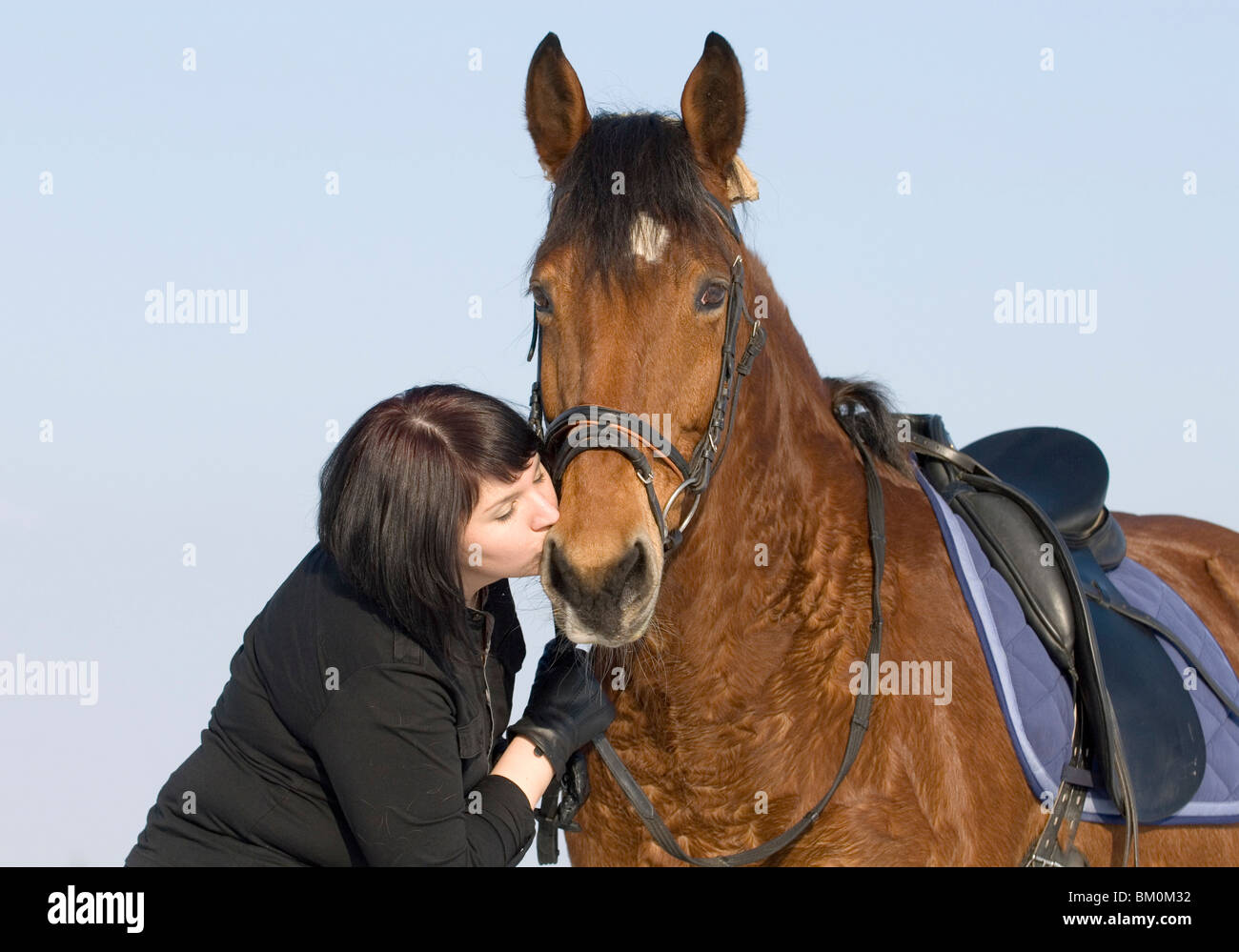 Frau und Pferd Stockfoto