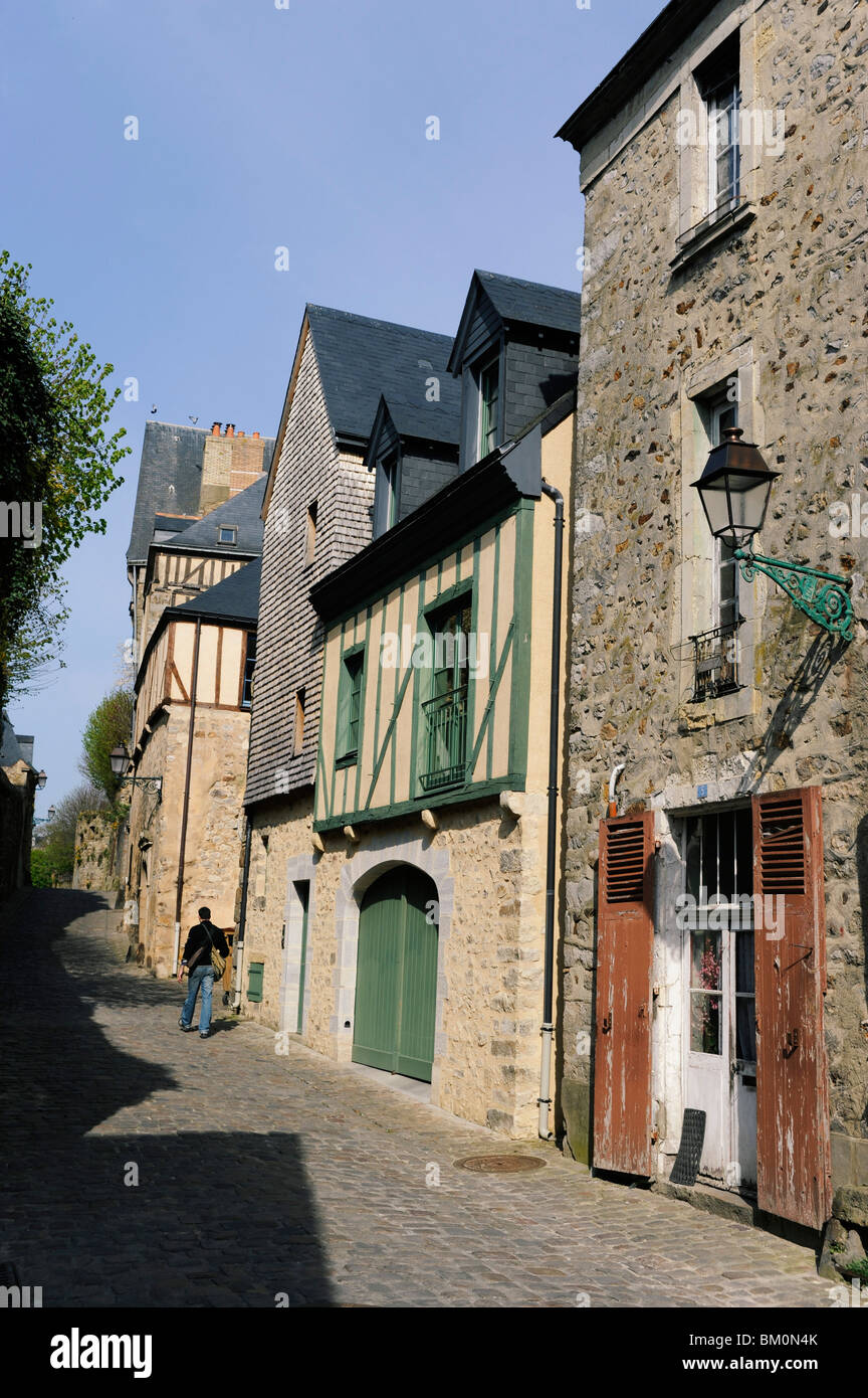 Alte Häuser in Plantagenet Stadt, alte Stadt von Le Mans, Sarthe, Frankreich Stockfoto