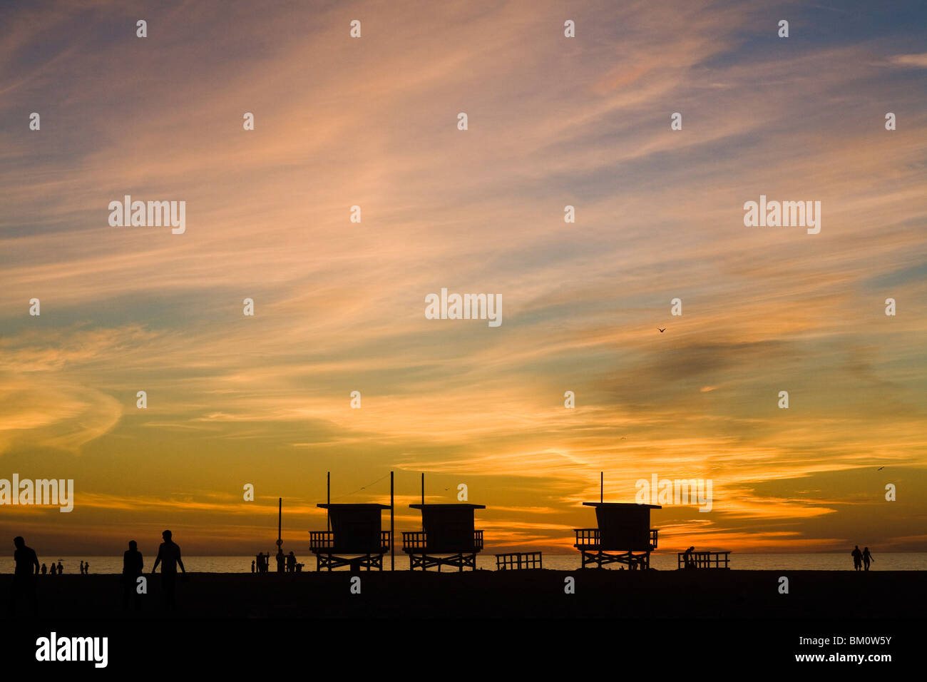 Sonnenuntergang, Venice Beach, Los Angeles, California, Vereinigte Staaten von Amerika Stockfoto