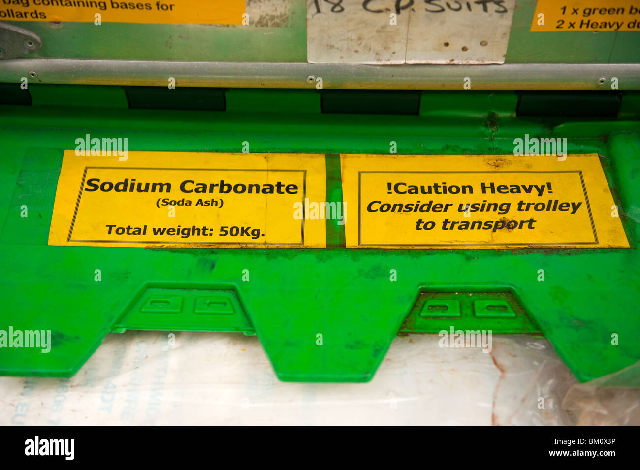 Natriumcarbonat Soda Ash für Chemieunfall Stockfoto