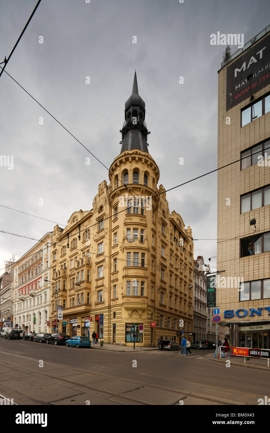 Jugendstil-Gebäude am 18 Karlovo Namesti (Karlsplatz), Prag, Tschechische Republik Stockfoto