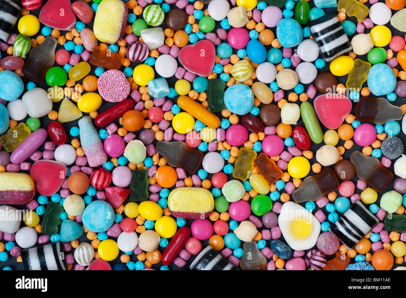 Bunt sortiert Kinder Süßigkeiten und Bonbons Stockfoto