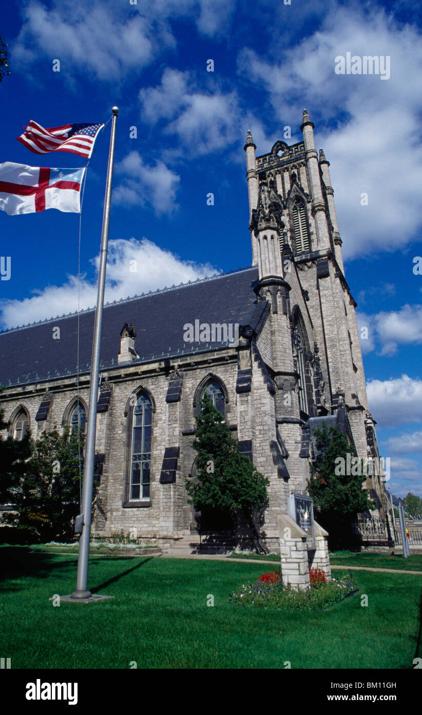 Niedrigen Winkel Blick auf eine Kirche, St. John es Episcopal Church, Detroit, Michigan, USA Stockfoto