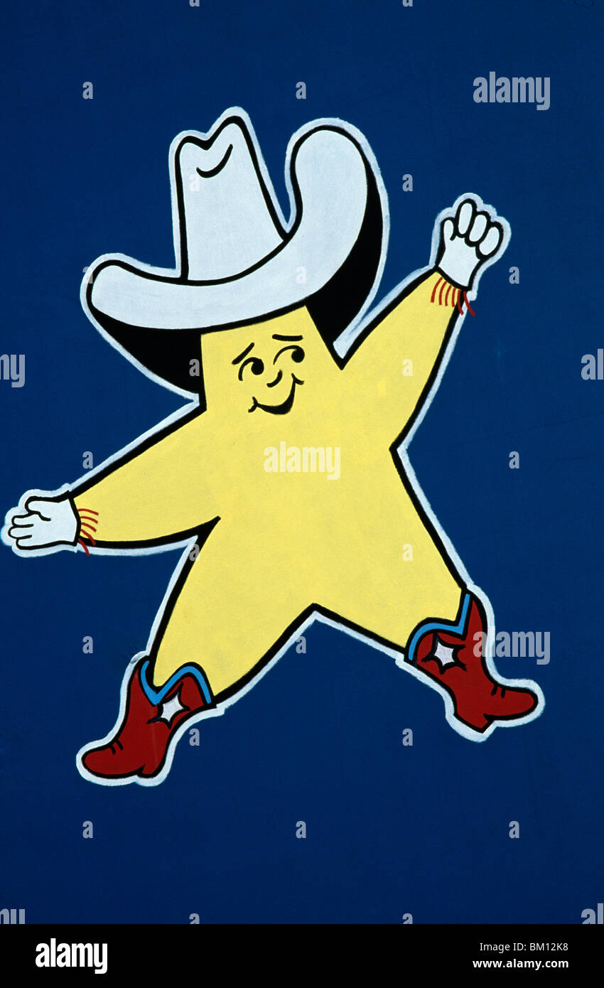 Karikatur von einem Cowboy, Texas Playhouse und Kunstmuseum, Waco, Texas, USA Stockfoto