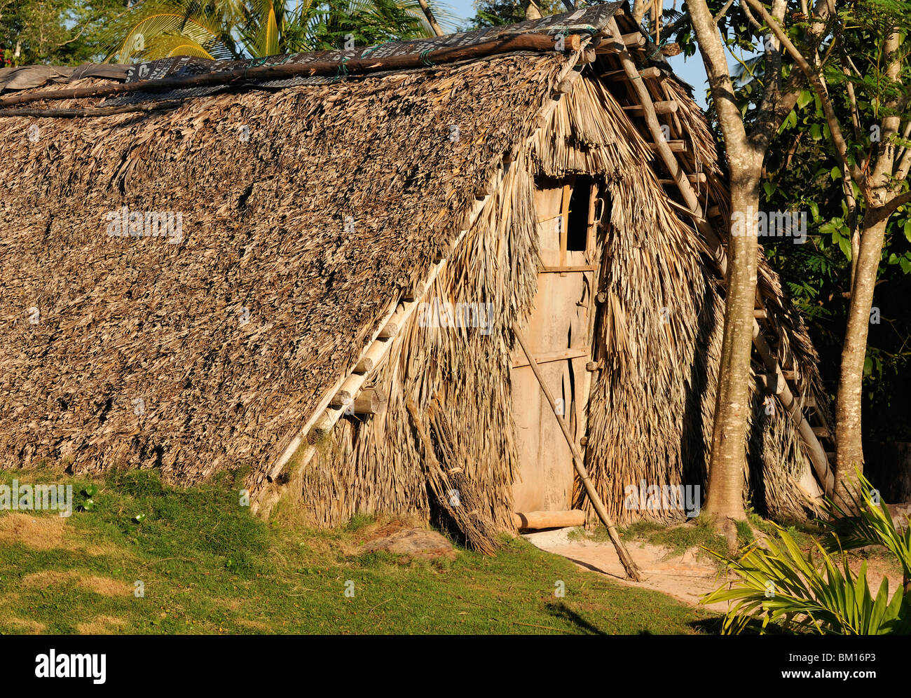 Wiederaufbau in ein Taino-Indios Dorf, Ciénaga de Zapata Nationalpark, Kuba, Karibik, Zentralamerika Stockfoto