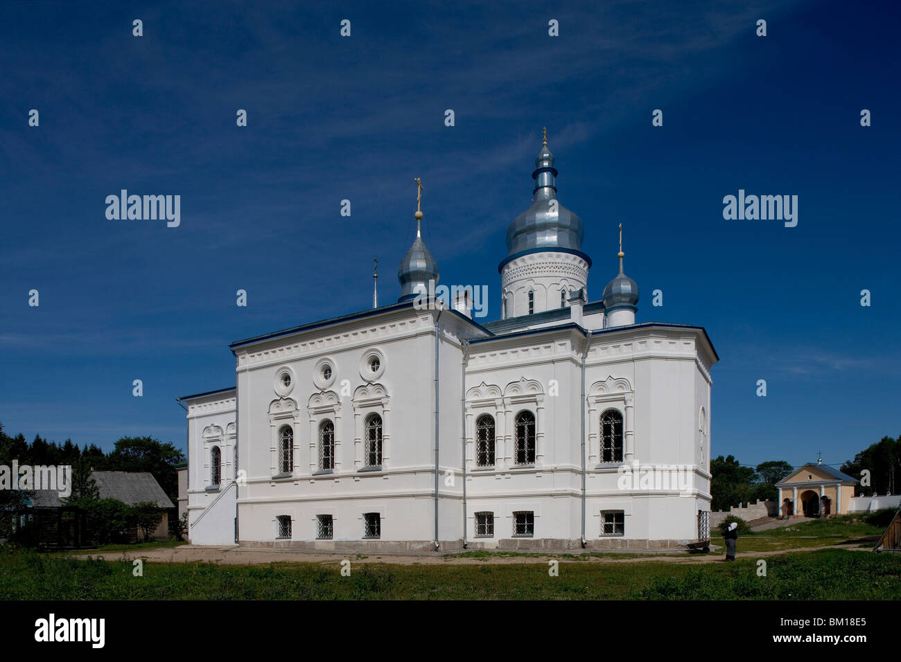 Russland, Elizarovo, Pskow Region, Spaso-Elizarovsky Kloster, Kathedrale von drei Consecraters, 16.-20. Jahrhundert, 1574 Stockfoto