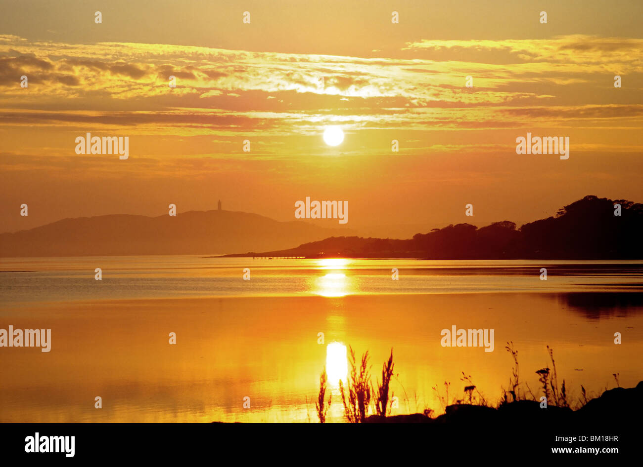 Strangford Lough Sonnenuntergang Stockfoto