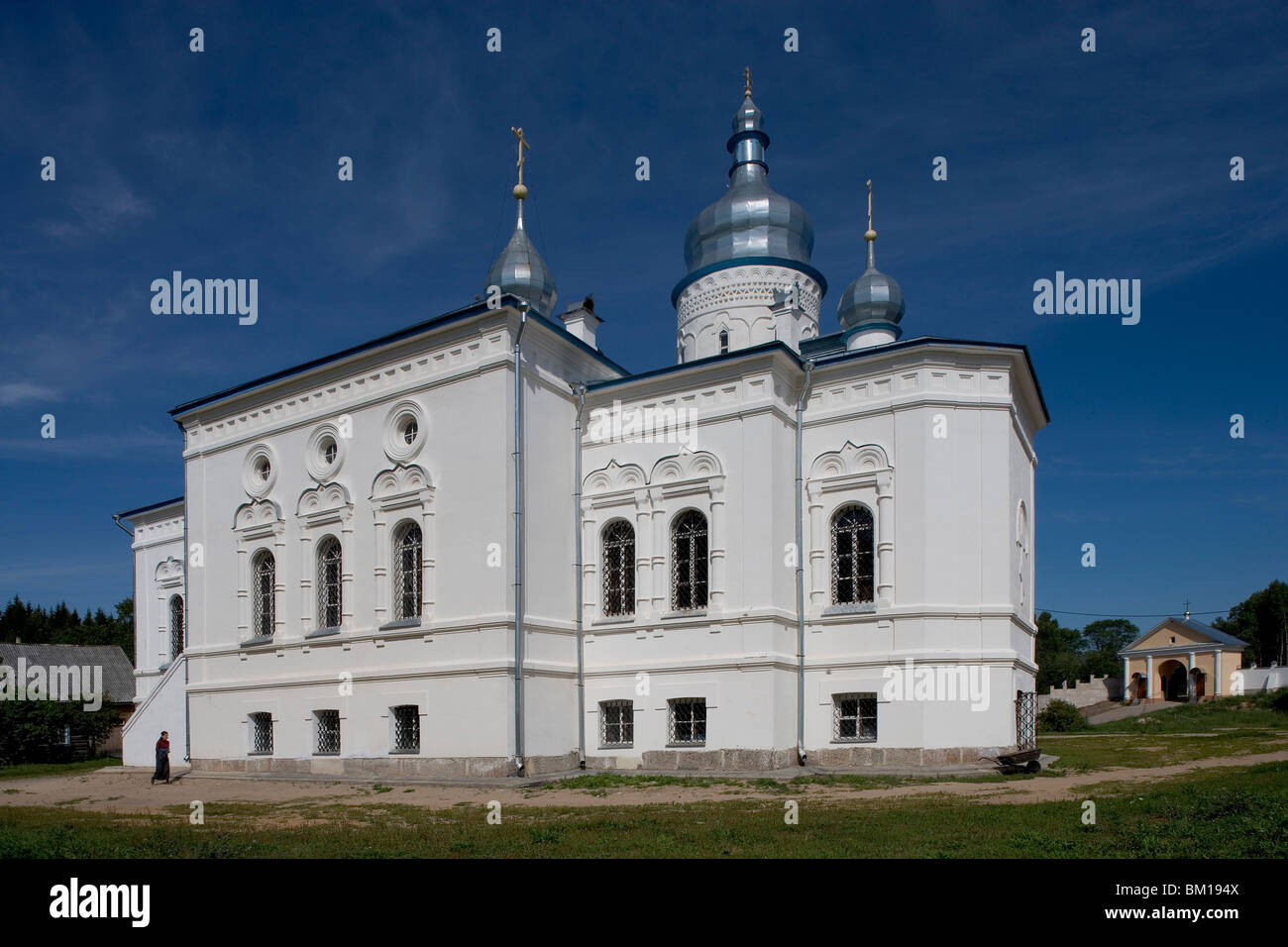 Russland, Elizarovo, Pskow Region, Spaso-Elizarovsky Kloster, Kathedrale von drei Consecraters, 16.-20. Jahrhundert, 1574 Stockfoto