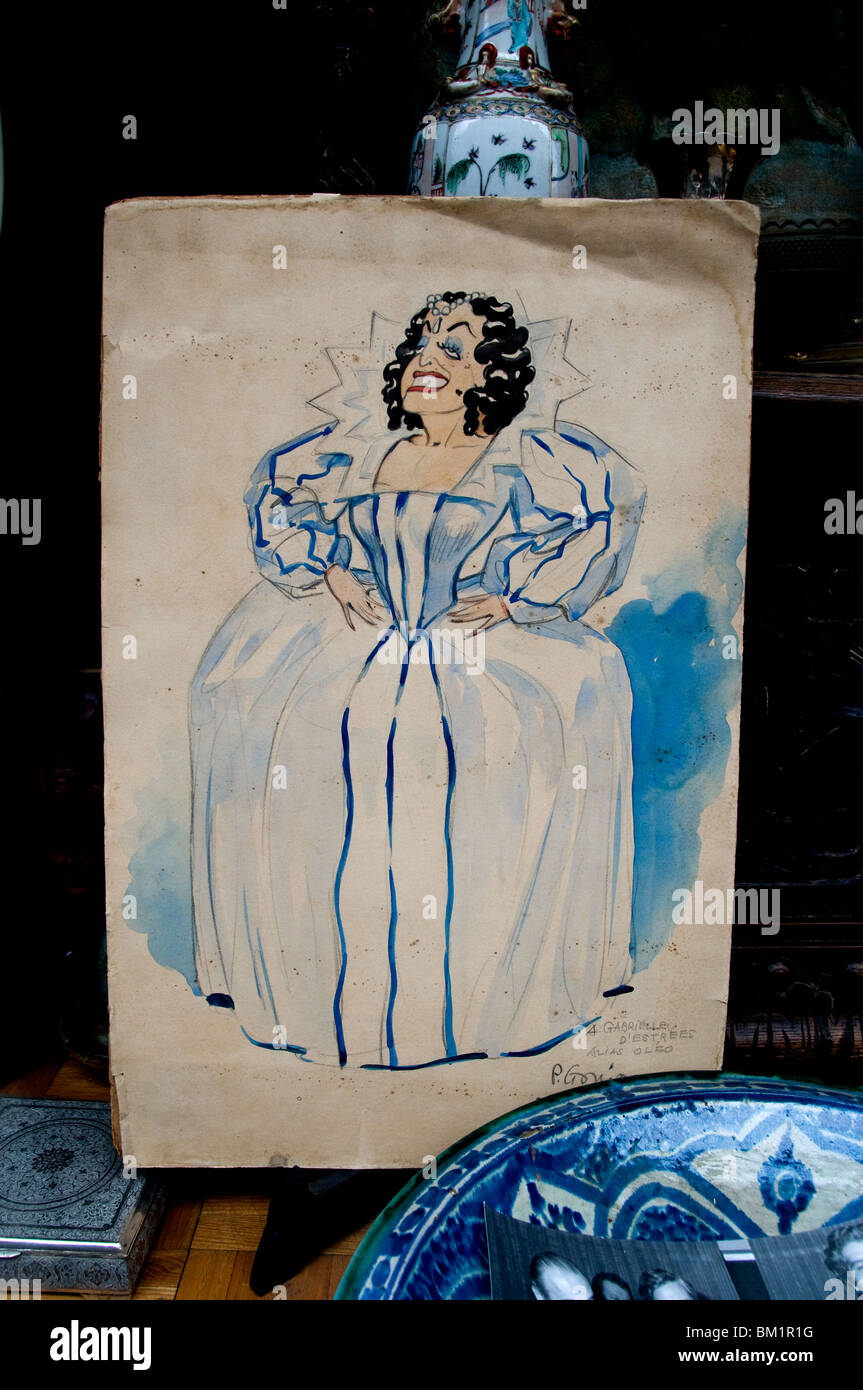 Rue Blaes Straat Brüssel Belgien Flohmarkt in der Nähe von Place de Grandsablon Antiquitätenmarkt Grote Zavel Stockfoto