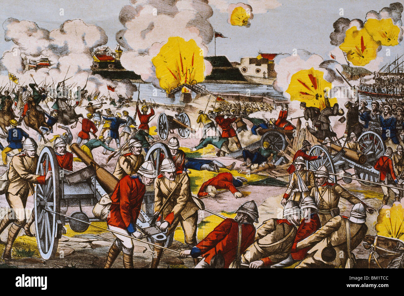 Boxeraufstand: Schlacht von Peitfang, 5. August, Lithographie, Künstler unbekannt, 1900 Stockfoto