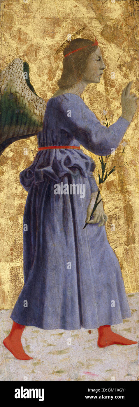 Ausschnitt aus der Madonna della Misericordia von Piero Tempera auf Holz (1420-1492) Italien Toskana Sansepolcro Stadtmuseum Stockfoto