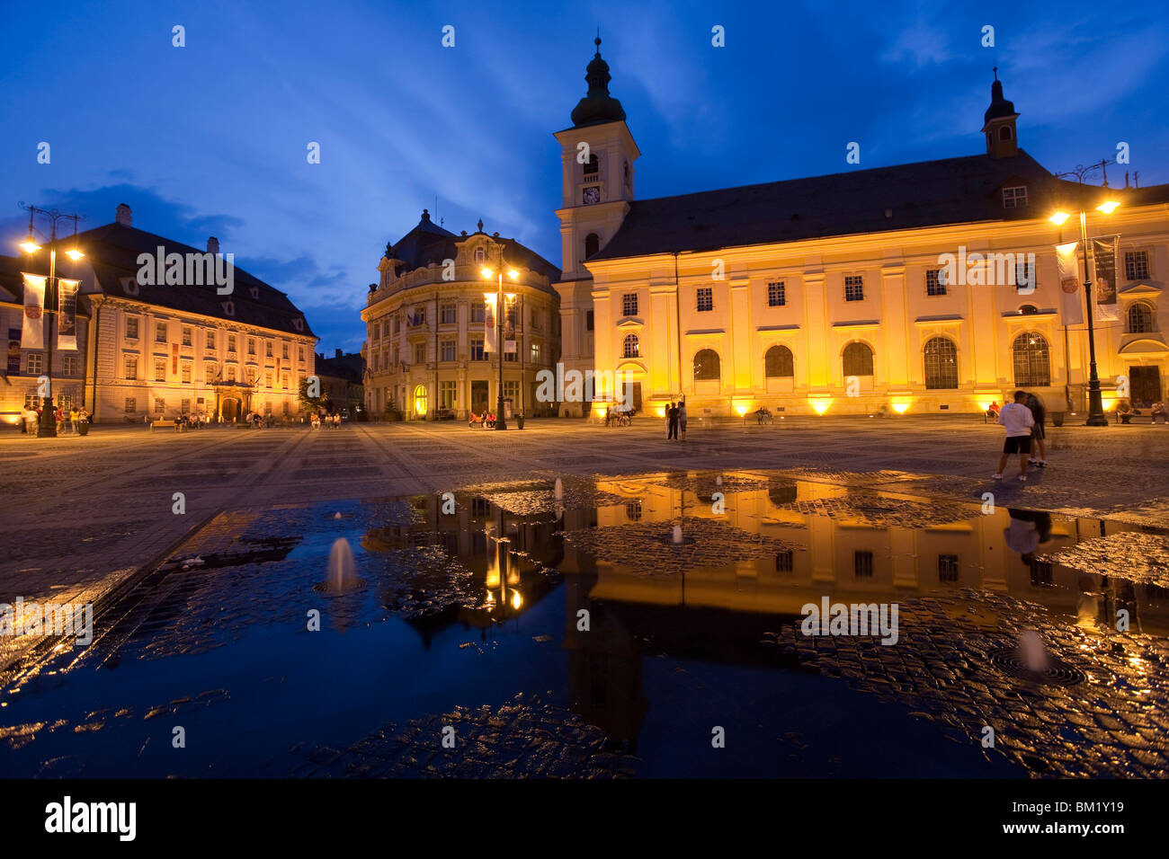 Mare-Platz, Sibiu, Siebenbürgen, Rumänien, Europa Stockfoto