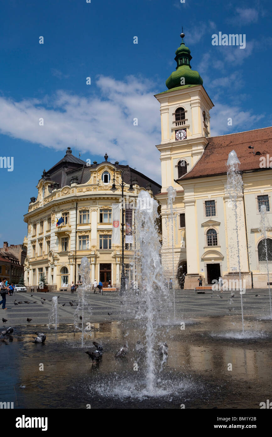 Mare-Platz, Sibiu, Siebenbürgen, Rumänien, Europa Stockfoto