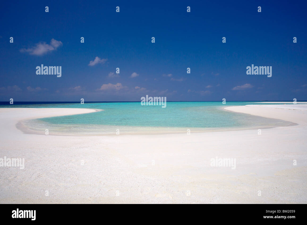 Leeren Strand und tropischen Lagune, Malediven, Indischer Ozean Stockfoto