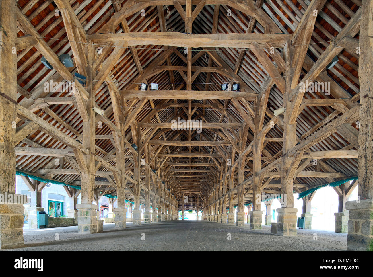 17. Jahrhundert Markt Hall, Stadt von Questembert, überweisen von Morbihan, Bretagne, Frankreich Stockfoto