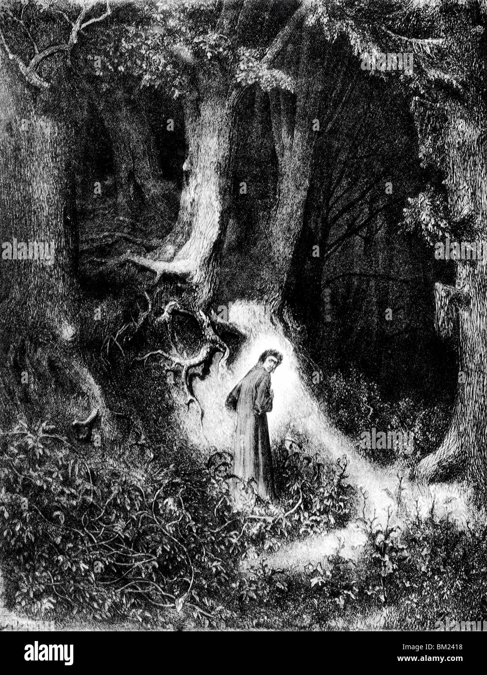 Dante im Wald der Irre Stockfoto