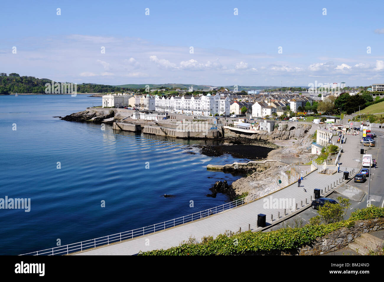 der Strand von Plymouth uk, gesehen von der Hacke. Stockfoto