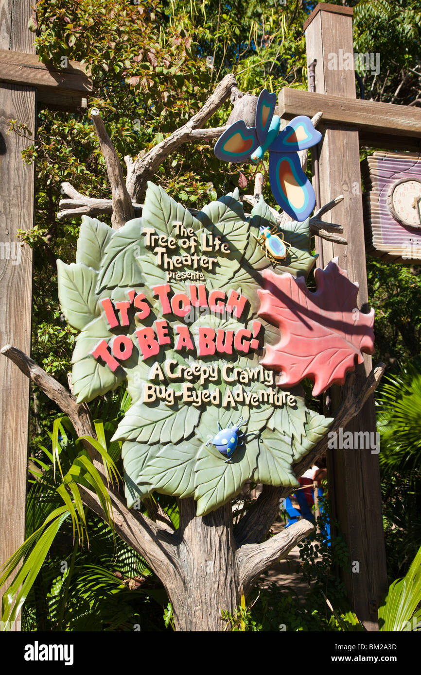 Orlando, FL - Jan 2009 - Schild außerhalb der harten eine Bug Show an Disneys Tierkönigreich in Orlando Florida Stockfoto