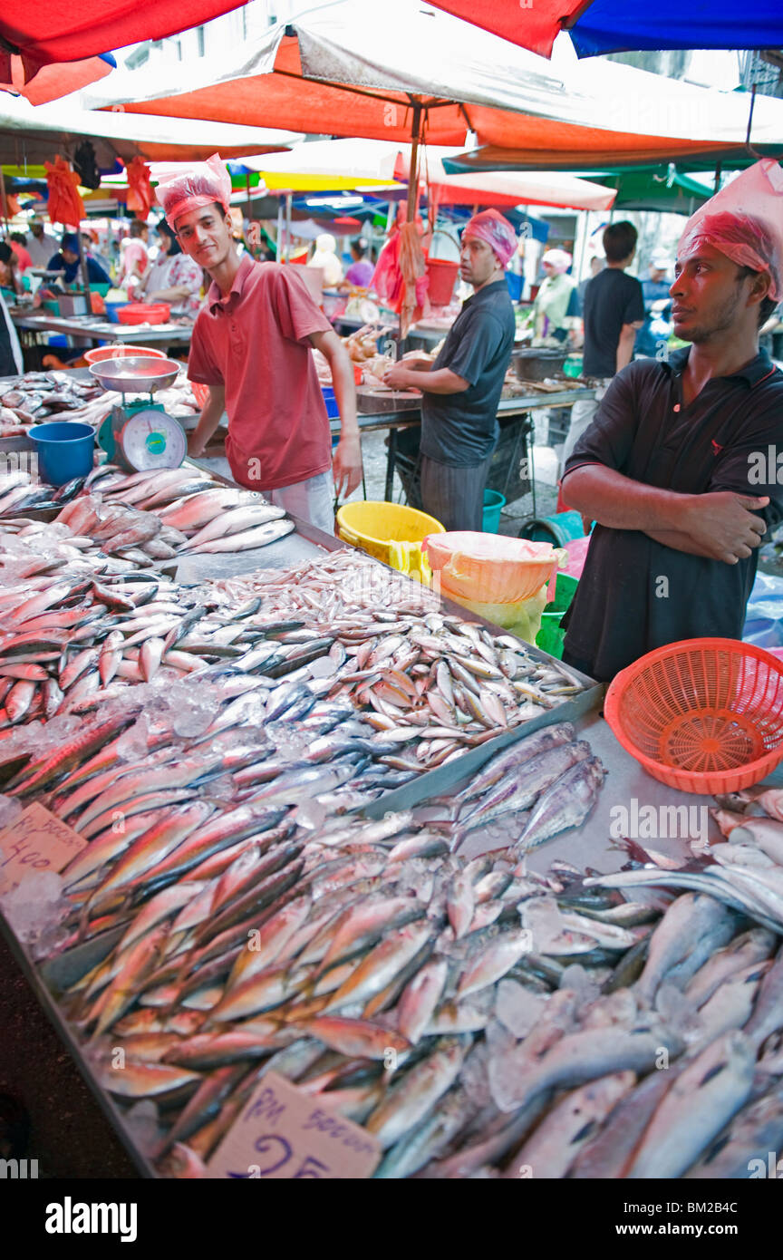 Fisch-Stall, nass Pudu Markt, Kuala Lumpur, Malaysia, Südost-Asien Stockfoto