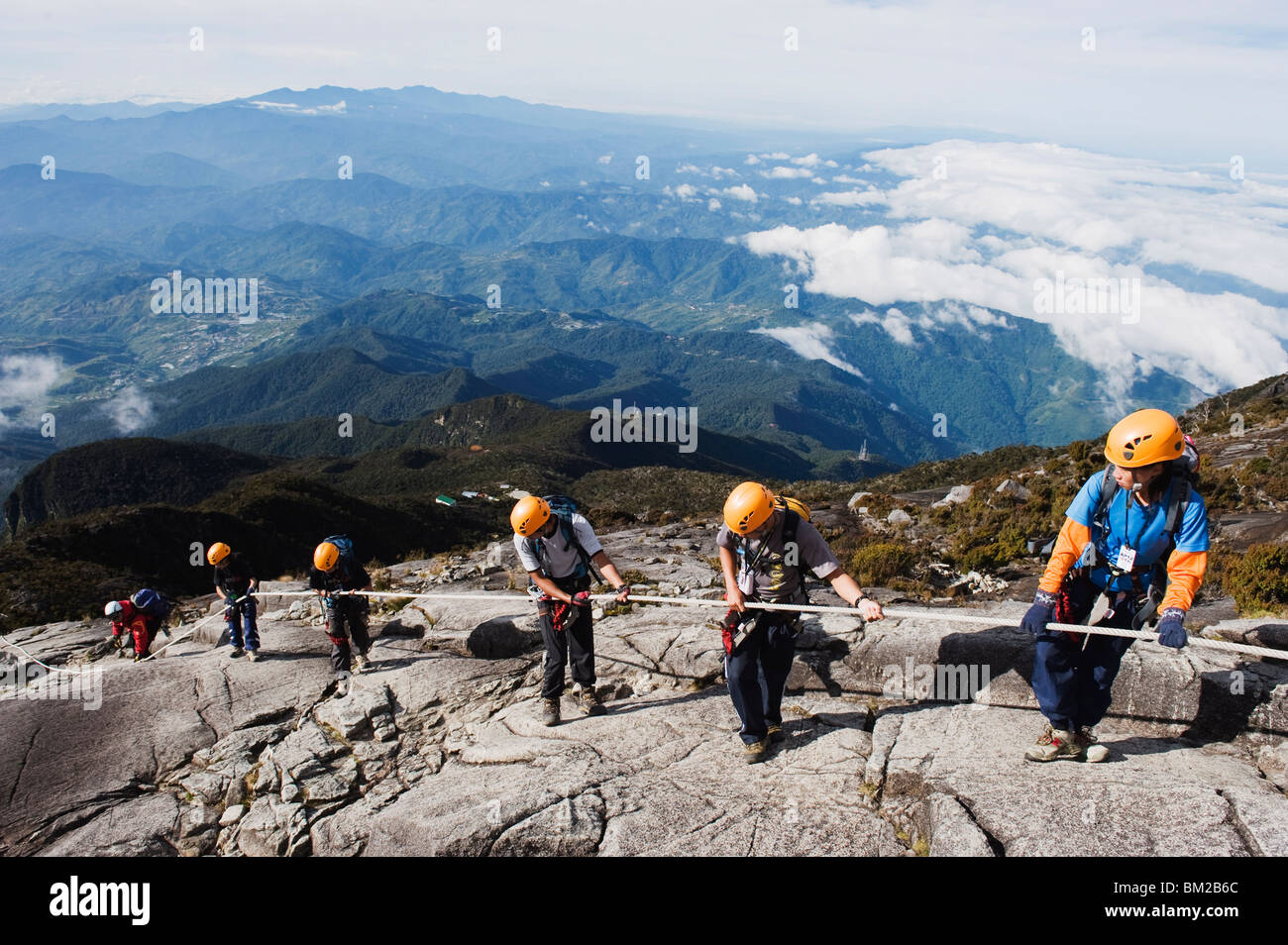 Klettersteig, Kinabalu National Park, Malaysias höchster Berg 4095m, Sabah, Borneo, Malaysia, Südost-Asien Stockfoto