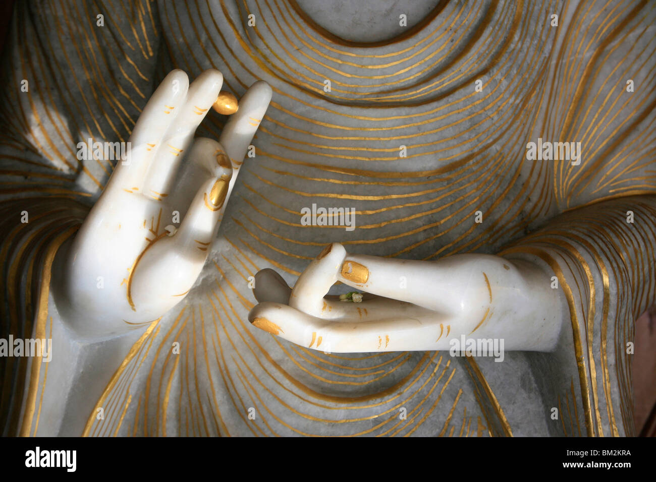 Hände des Buddha, Dharmikarama Tempel, Penang, Malaysia, Südost-Asien Stockfoto