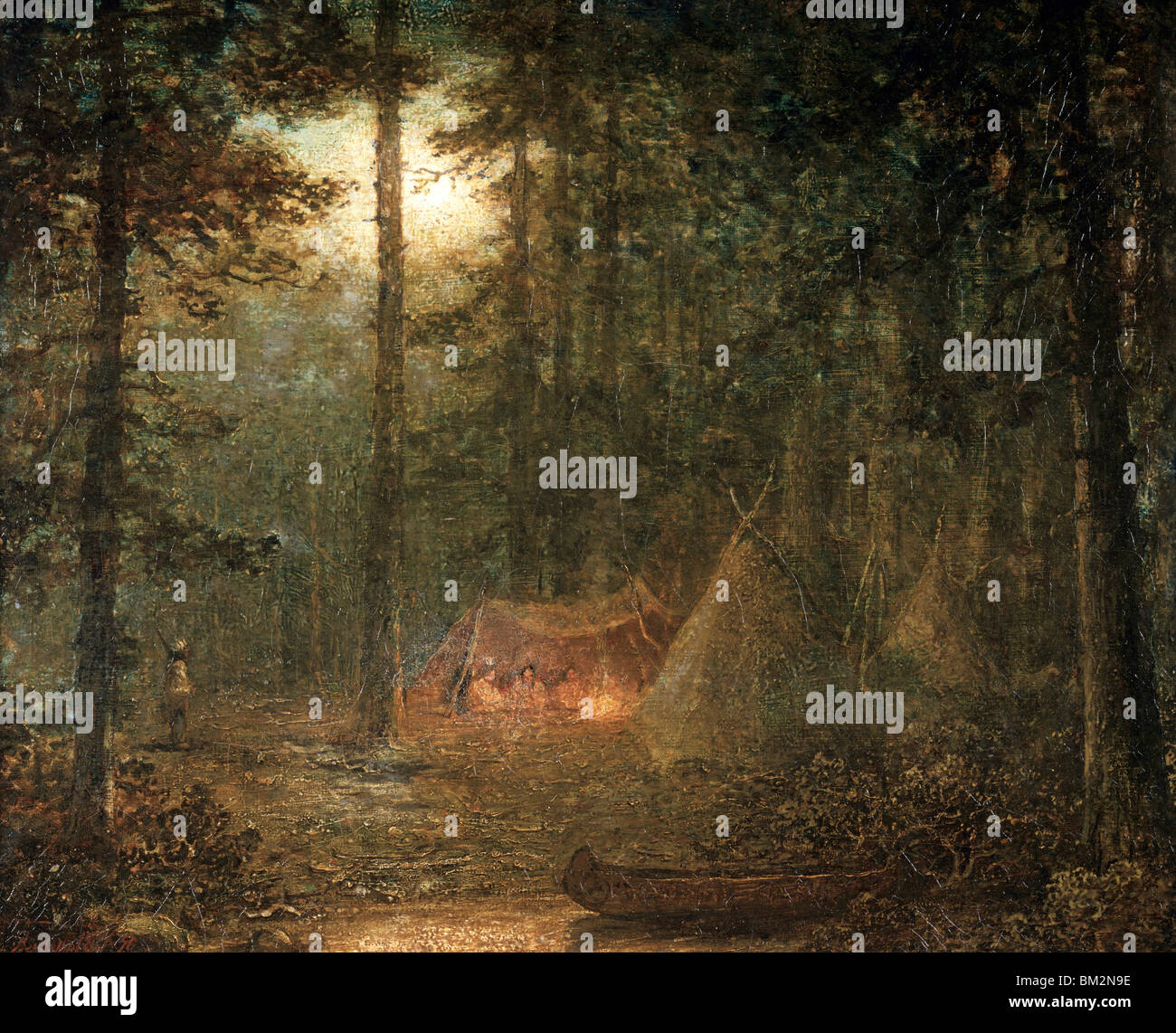 Canadian Indian Jäger von Ralph Albert Blakelock Öl auf Leinwand 1881 (1847-1919) USA Pennsylvania Philadelphia David Stockfoto