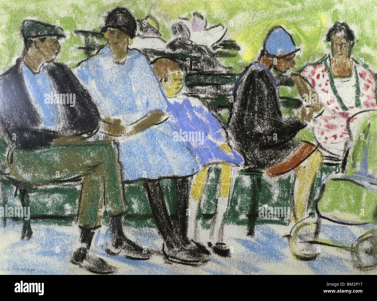 Ruhigen Nachmittag im Park von Ethel Ashton, Pastell auf Papier, 1930, David David Gallery, Philadelphia, Pennsylvania, USA Stockfoto
