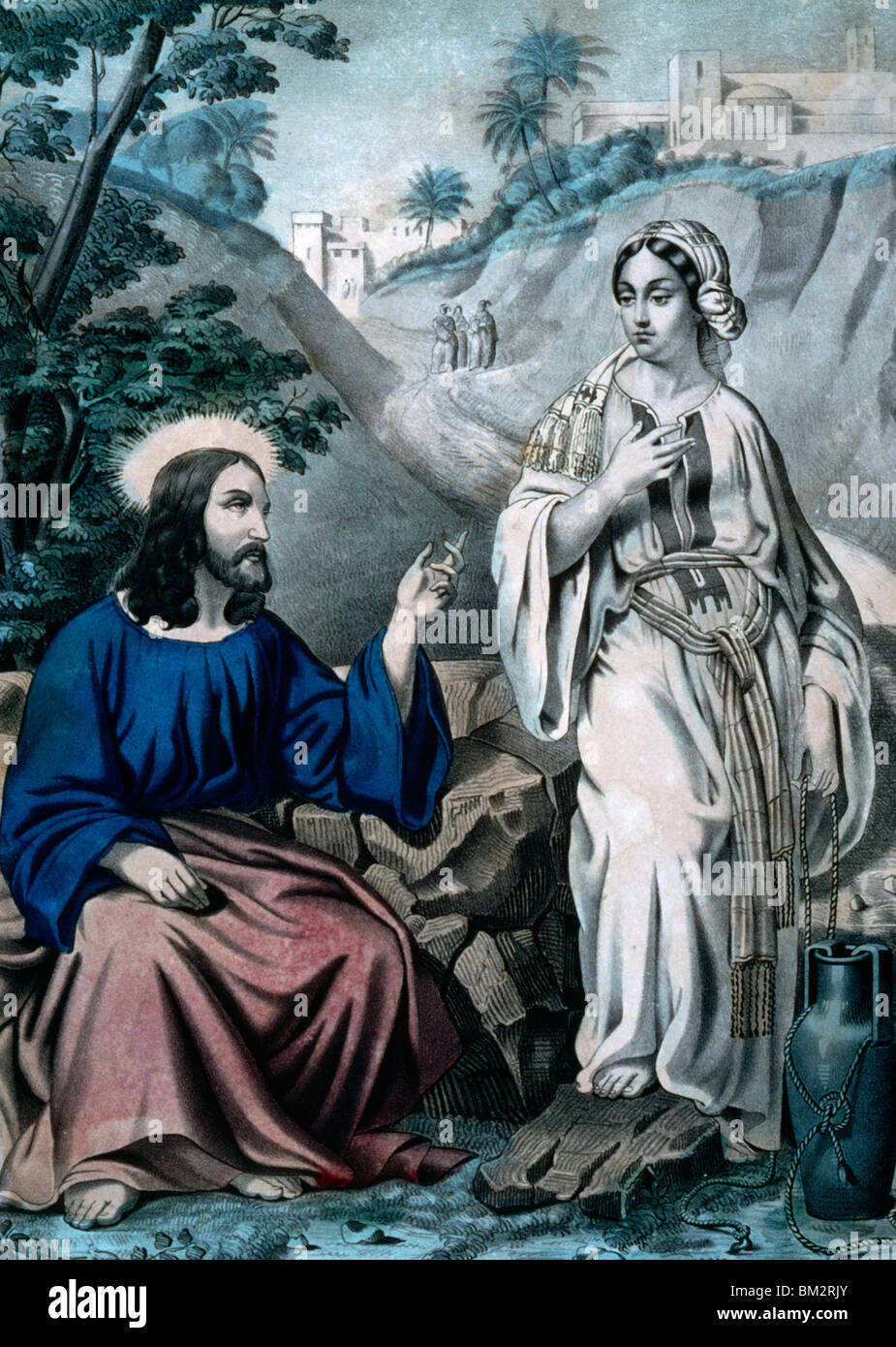 Christus und die Frau von Samaria Jakobs auch Currier und Ives Farbe Lithographie 1857-1907 Washington D.C. Library of Congress Stockfoto