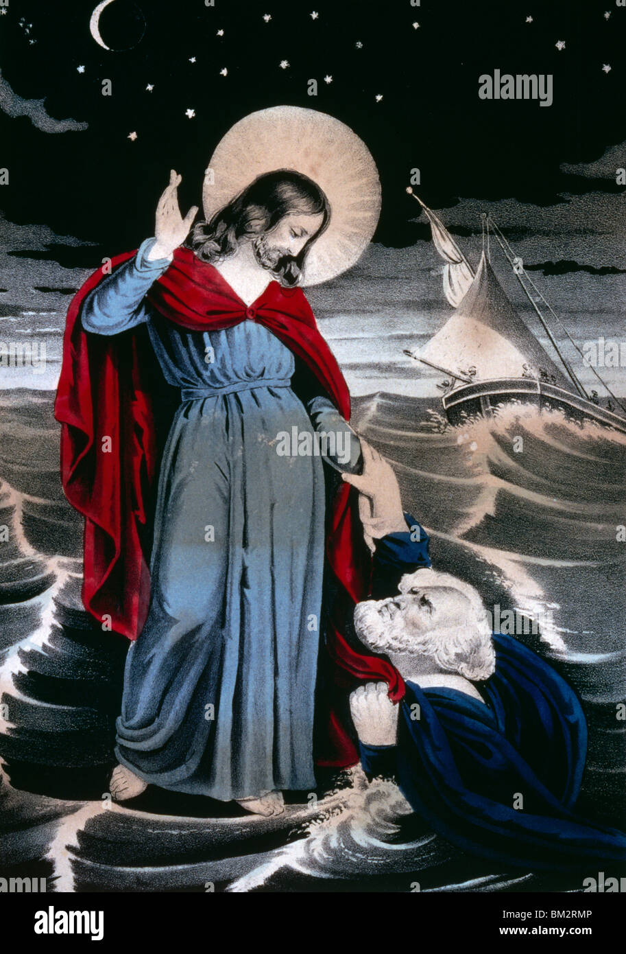 Christus geht auf das Meer, Currier und Ives, Farbe Lithographie, (1857-1907), Washington, D.C., Library of Congress Stockfoto