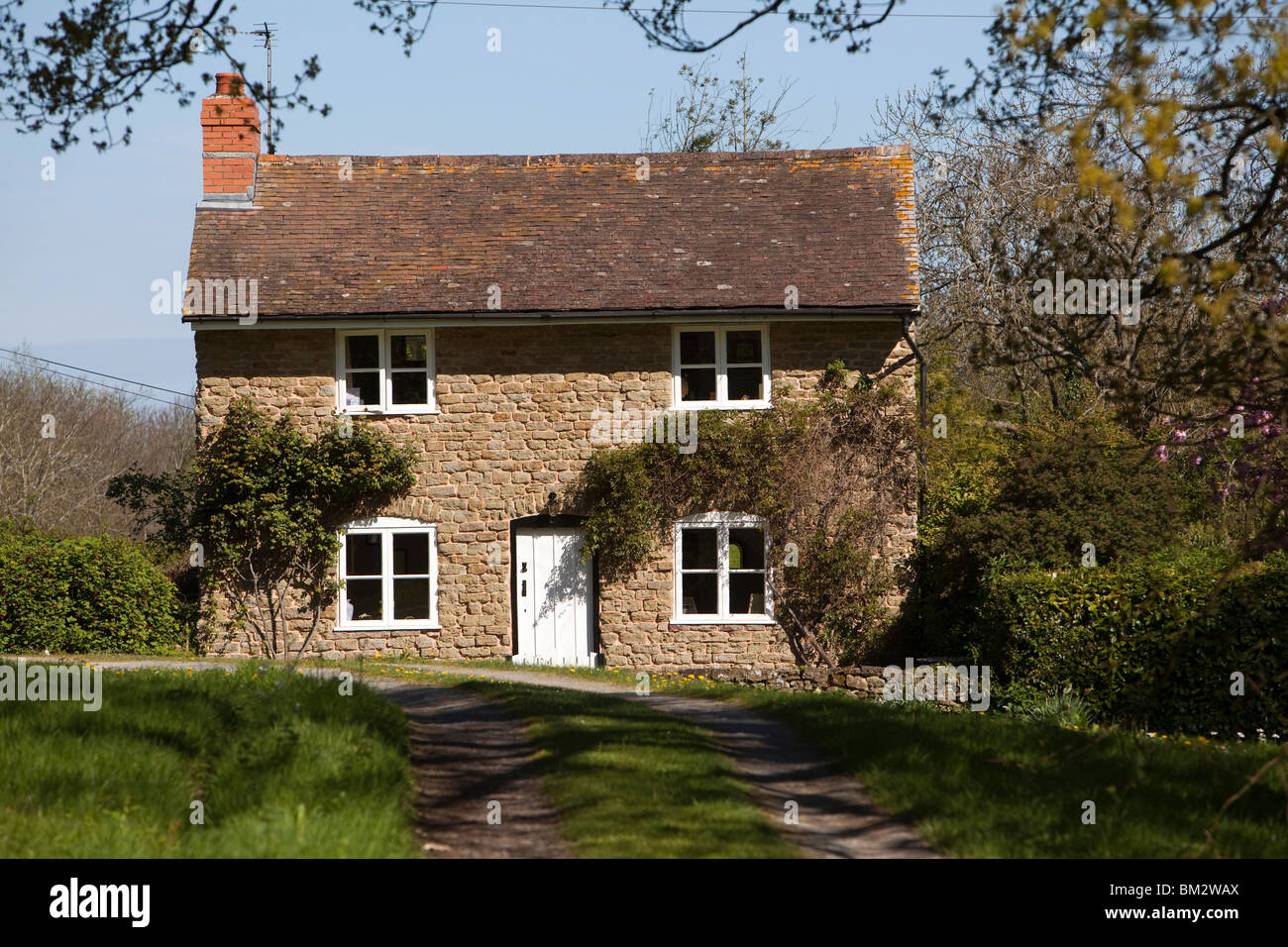 Großbritannien, England, Herefordshire, Putley gesunden, attraktiven aus Stein gebaut, freistehendes Landhaus Stockfoto