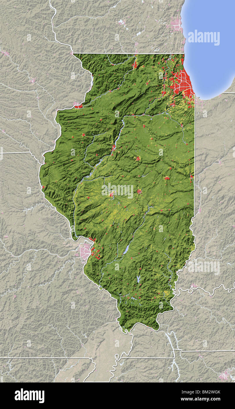 Geographical Map Of Illinois Illinois Karte -Fotos Und -Bildmaterial In Hoher Auflösung – Alamy