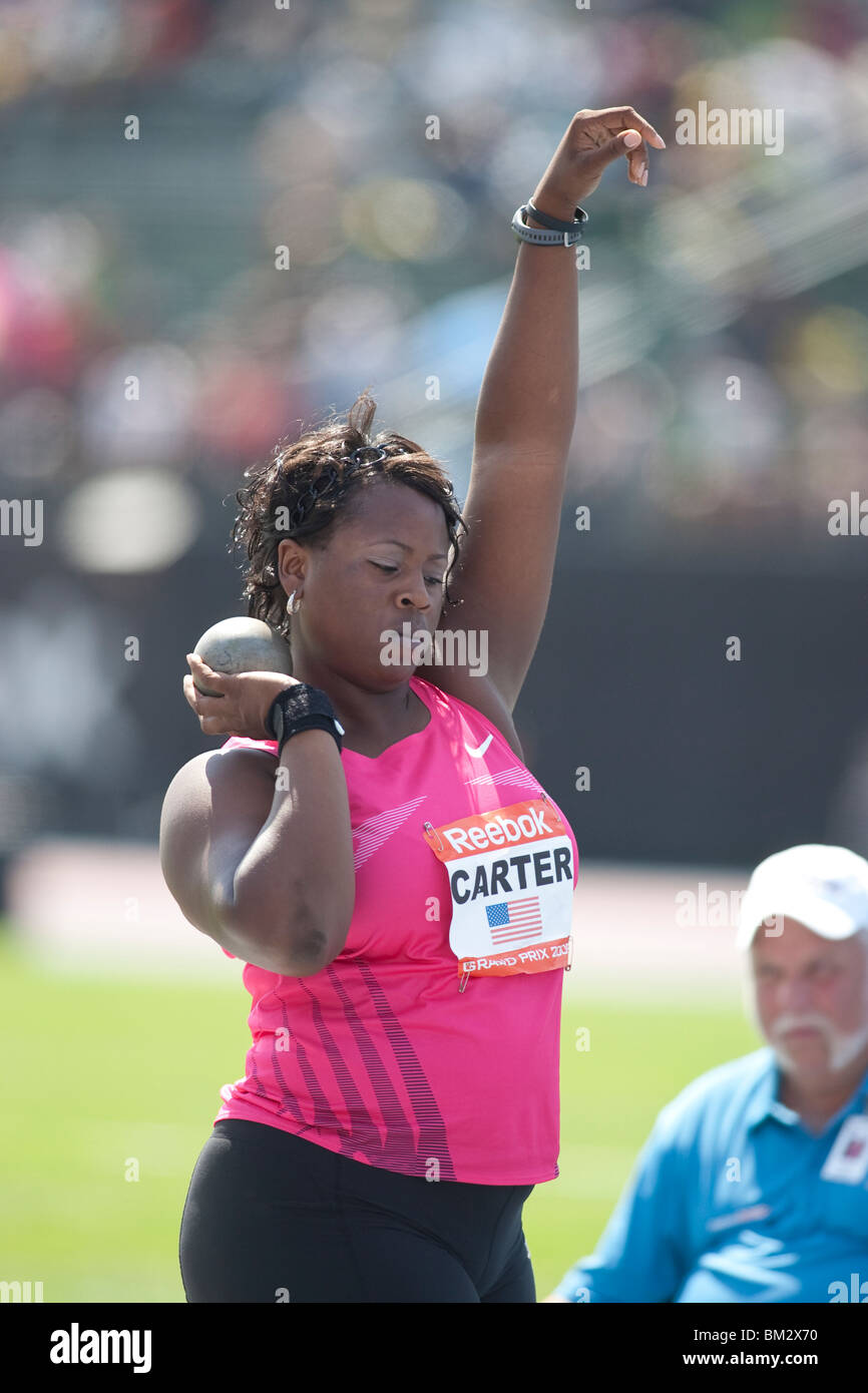 Michelle Carter (USA) Gewinner des Kugelstoß beim 2009 Reebok Grand Prix Leichtathletik -Wettbewerb der Frauen. Stockfoto