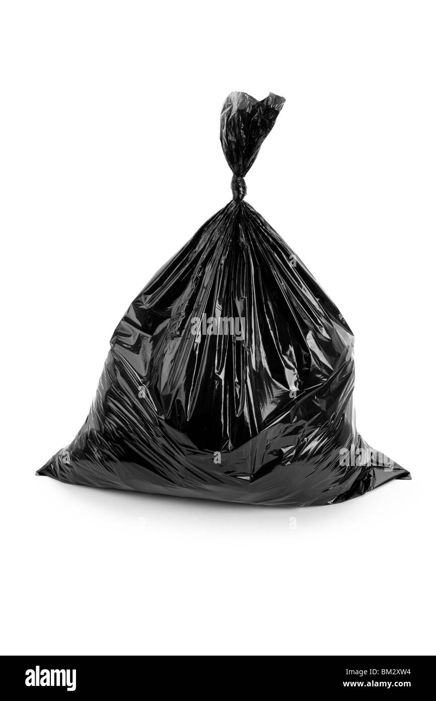 Schwarzen Müllsack hautnah Stockfoto