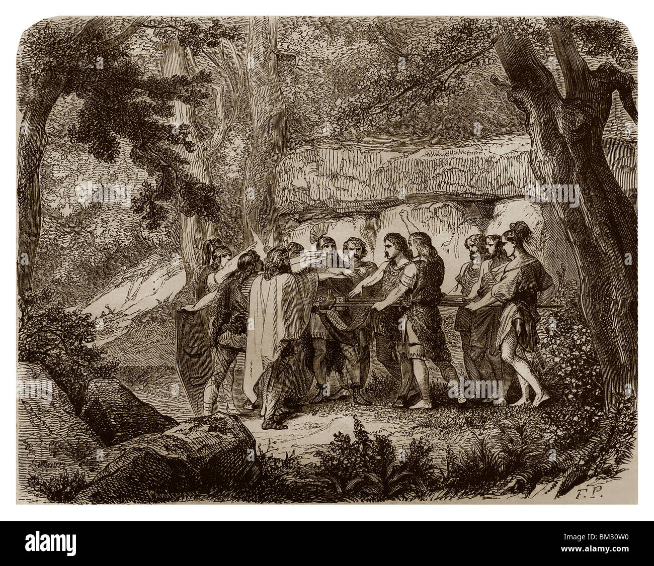 52 v. Chr. die Abgeordneten der verbunden gallischen Völker schwor auf die Fahnen zu den Waffen gegen die Römer. Stockfoto