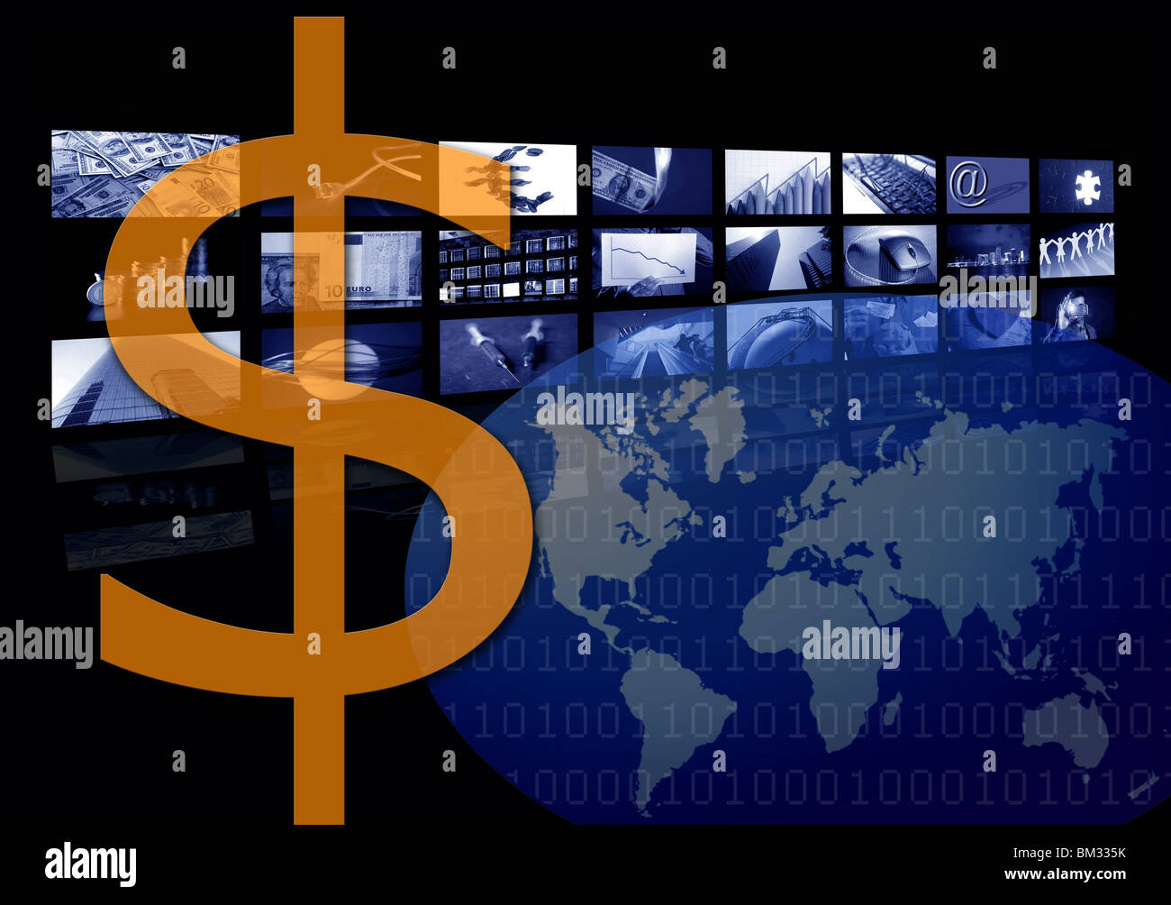 Dollar Geschäft Unternehmensimage, mehrere Bildschirm. Amerikanische Währung Metapher Stockfoto