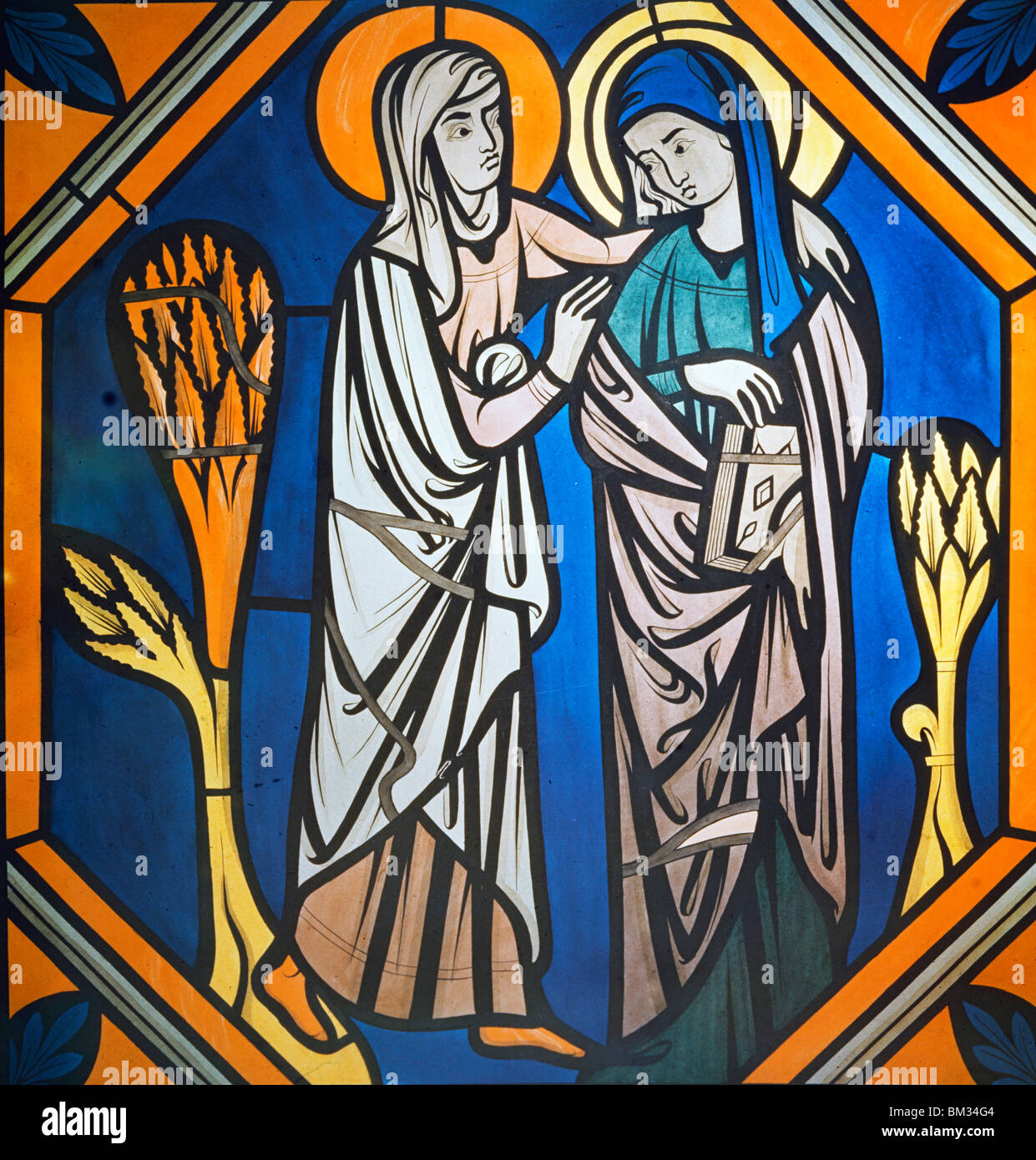 Die Heimsuchung, Glasfenster, 12. Jahrhundert Stockfoto