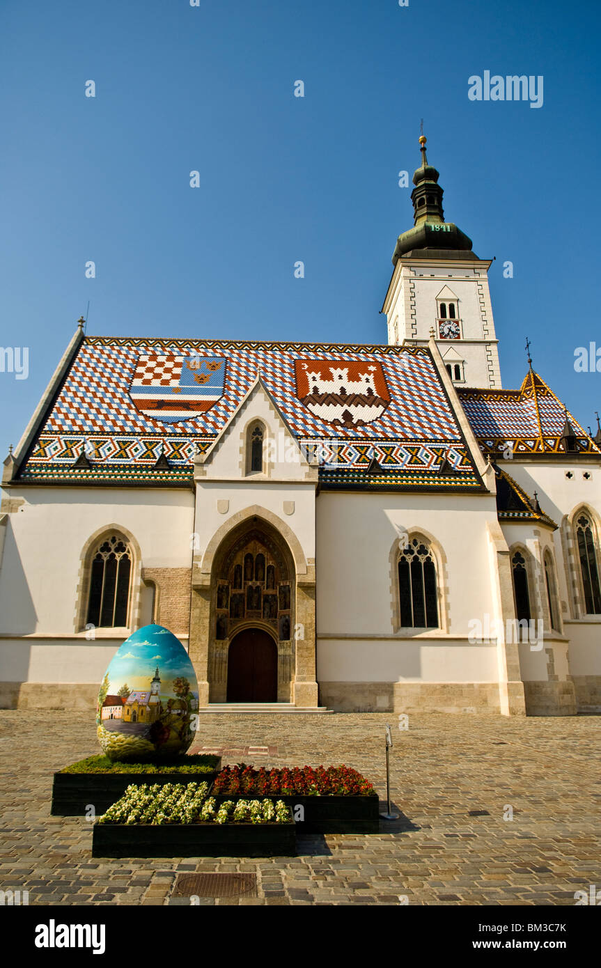St. Markus Kirche mit dem Osterei, Zagreb, Kroatien Stockfoto