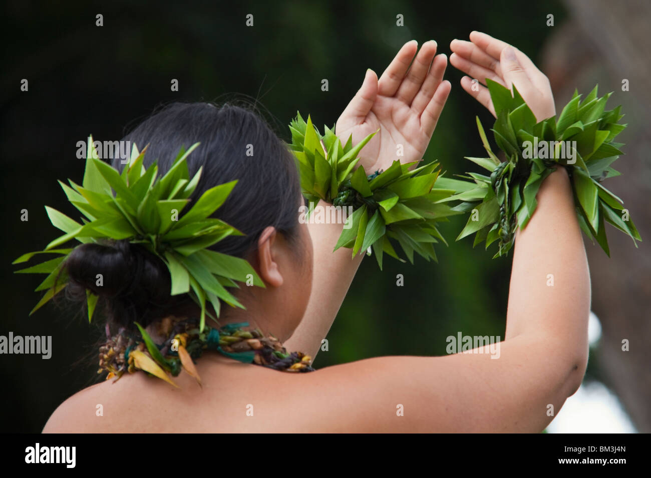 Hawaiian Hula-Tänzerin auf Hawaiis Big Island. Stockfoto
