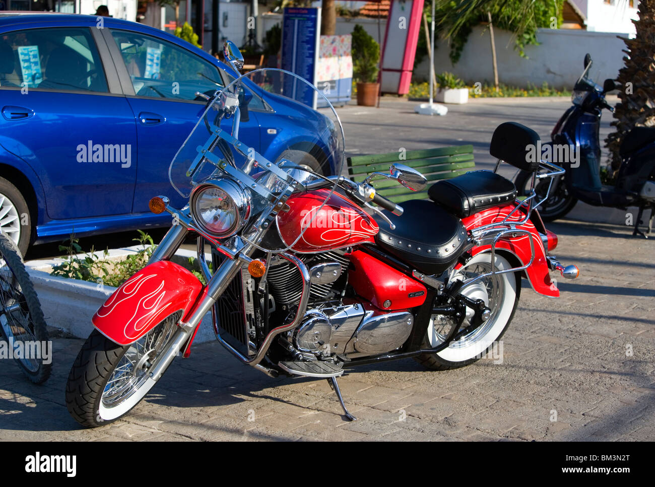 Roten Motorrad, Bodrum, Türkei Stockfoto