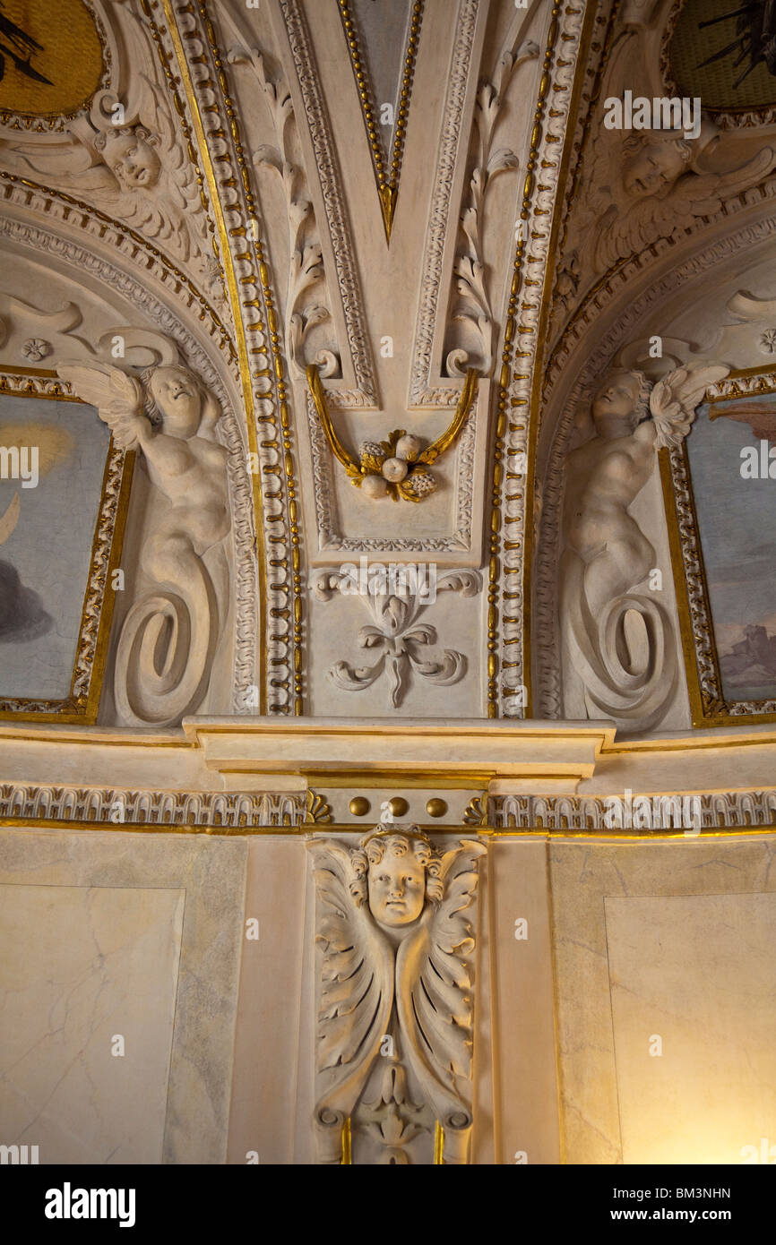 Detail der Dekoration der Audienzhalle, Wallenstein Palast, Little Quarter Prague, Tschechische Republik Stockfoto