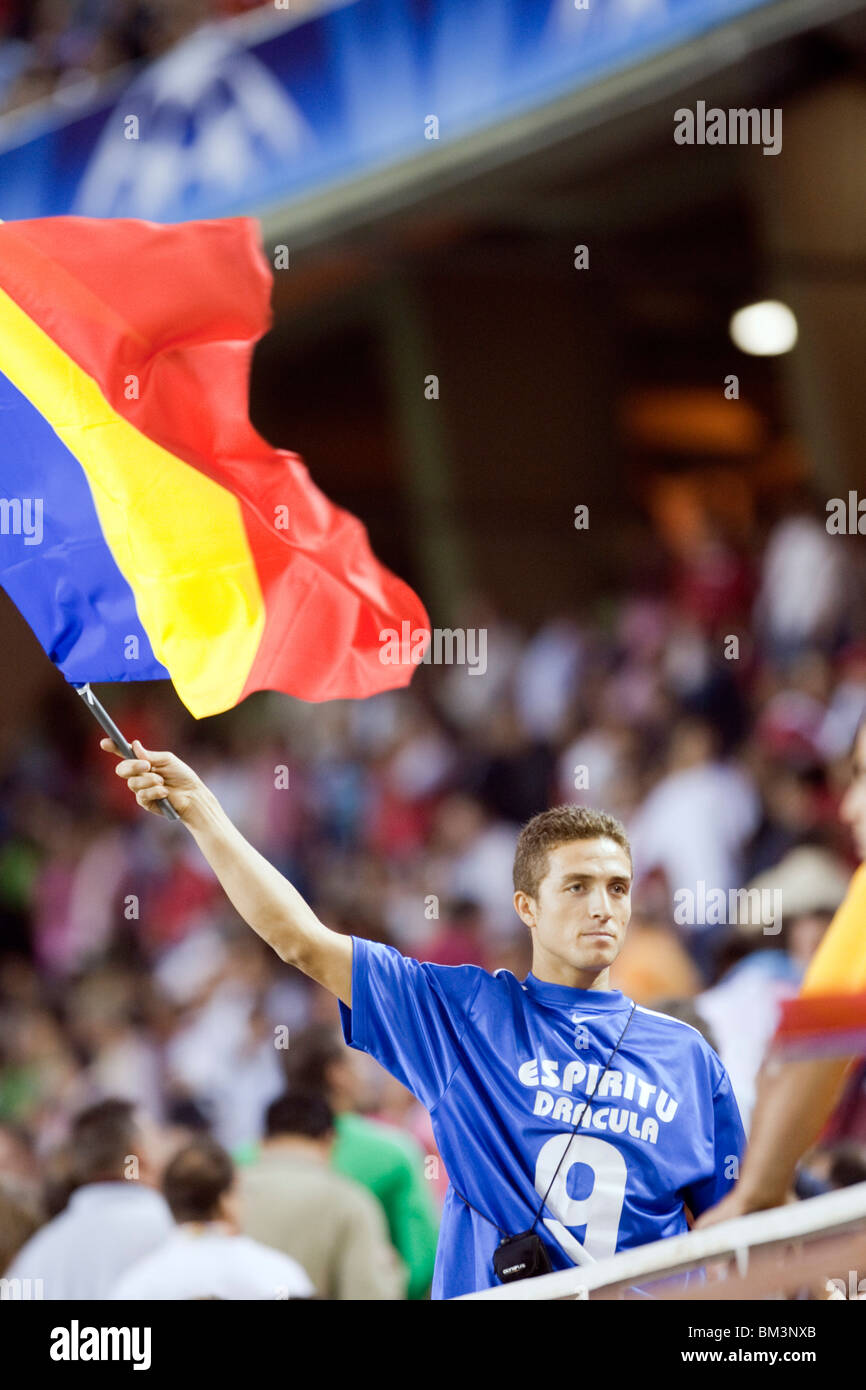 Rumänischer Fußball-Fan. Stockfoto