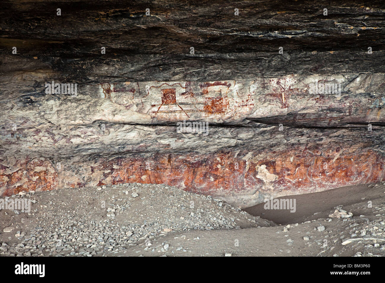 Indianische Felszeichnungen Schicksal Bell Tierheim Seminole Canyon Felskunst Texas USA Stockfoto