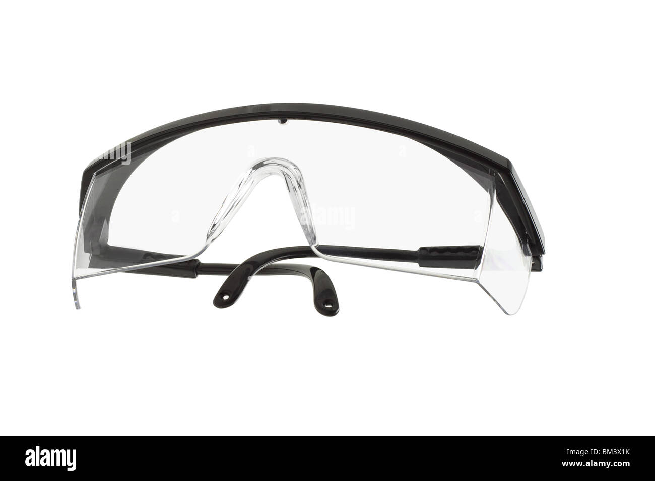 Kunststoff Schutzbrille auf weißem Hintergrund Stockfoto