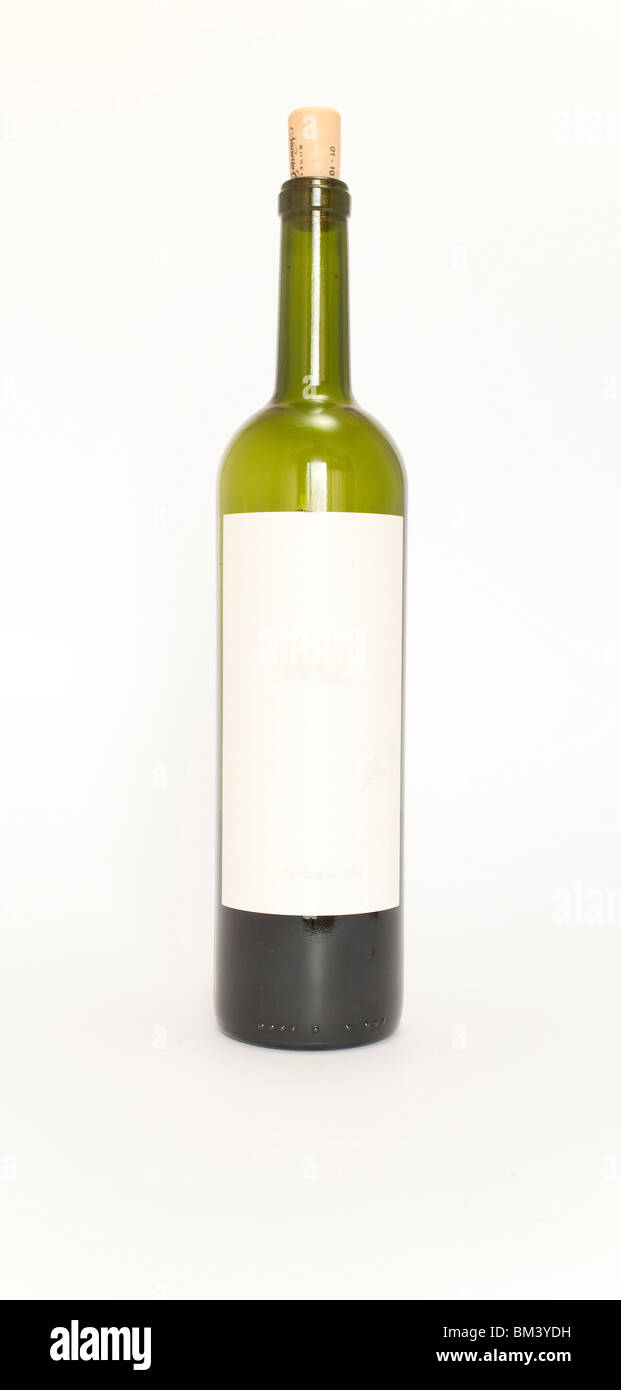 Flasche Wein mit leere Beschriftung Stockfoto