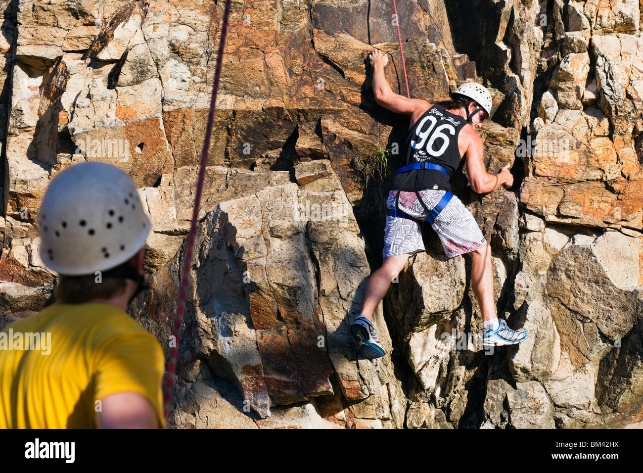 Klettern auf dem Kangaroo Point Cliffs. Brisbane, Queensland, Australien Stockfoto