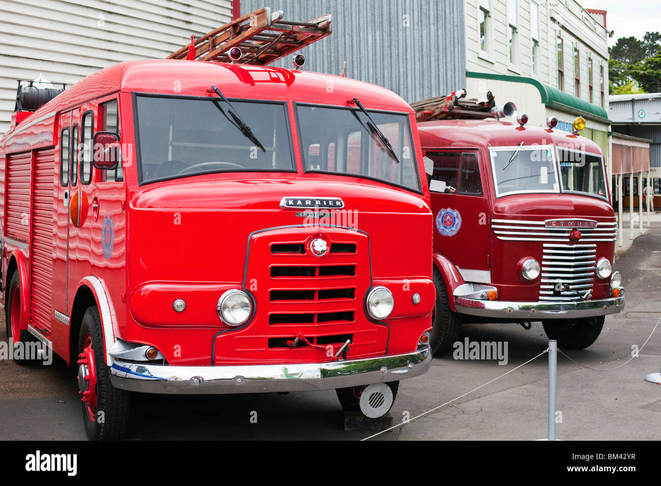 Oldtimer Feuerwehrautos im Museum für Verkehr und Technik (MOTAT). Auckland, Nordinsel, Neuseeland Stockfoto