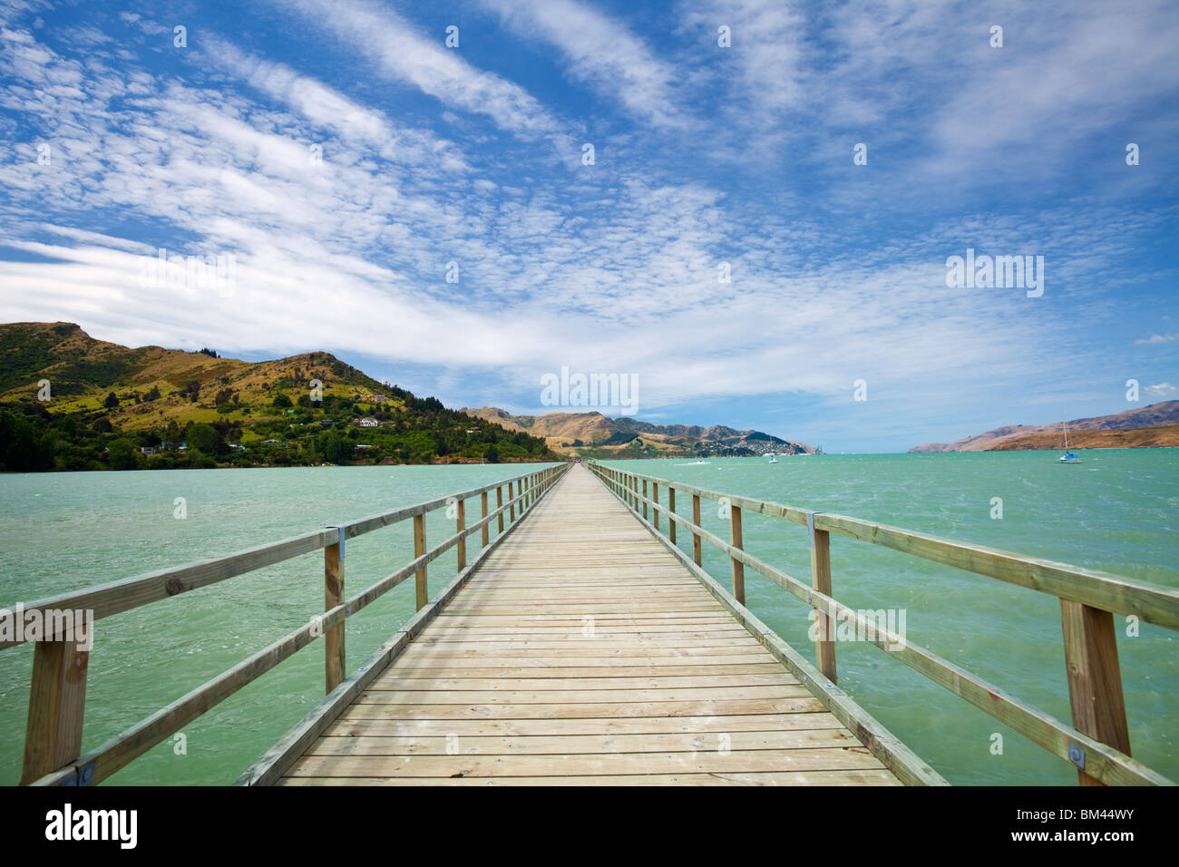 Steg am Governors Bay. Christchurch, Canterbury, Südinsel, Neuseeland Stockfoto
