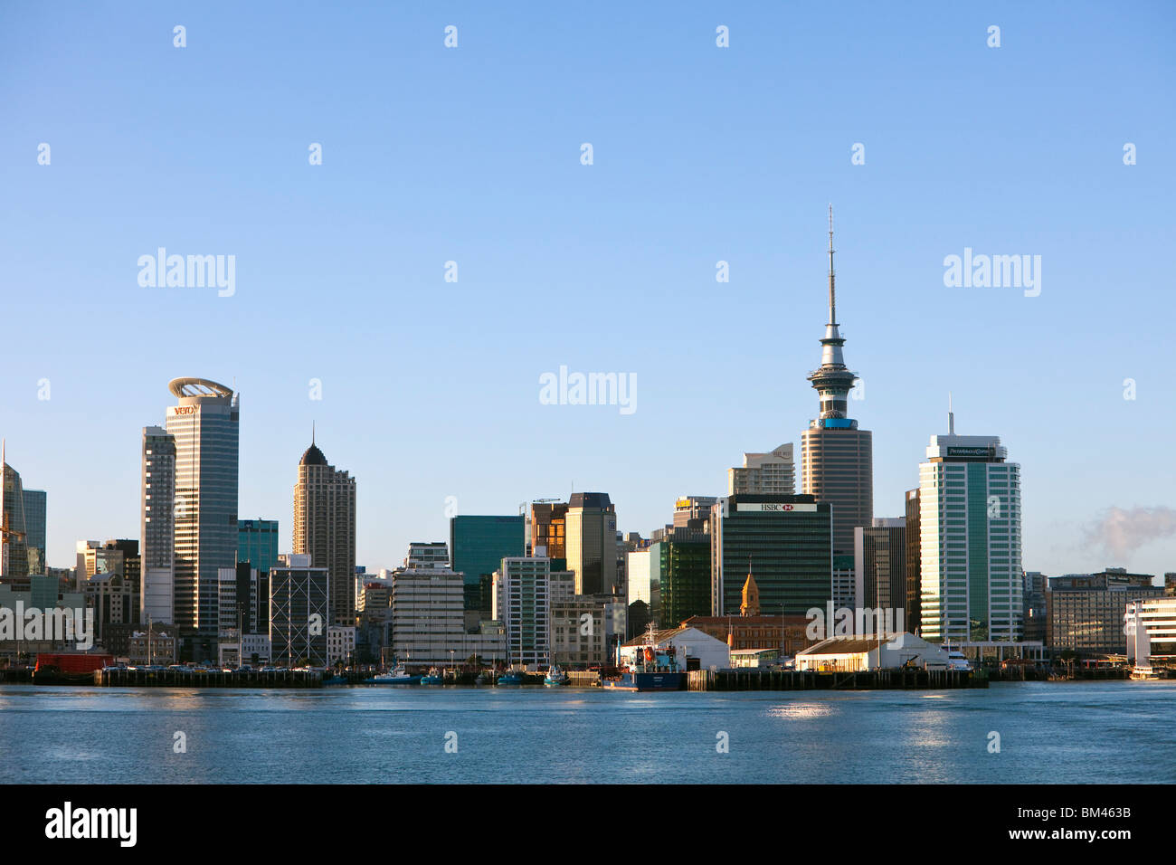 Hafen und Stadt Skyline. Auckland, Nordinsel, Neuseeland Stockfoto