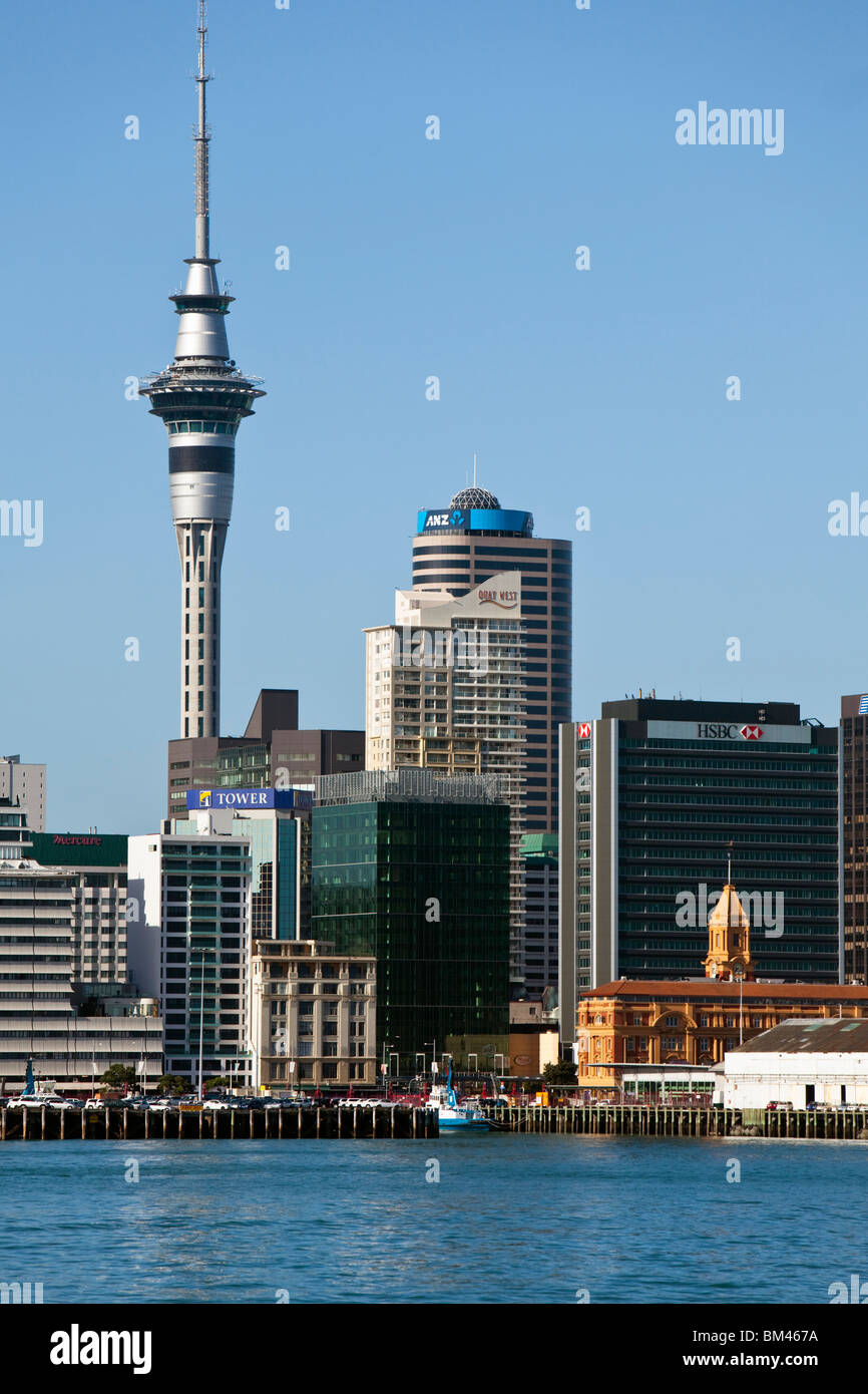 Hafen und Stadt Skyline. Auckland, Nordinsel, Neuseeland Stockfoto